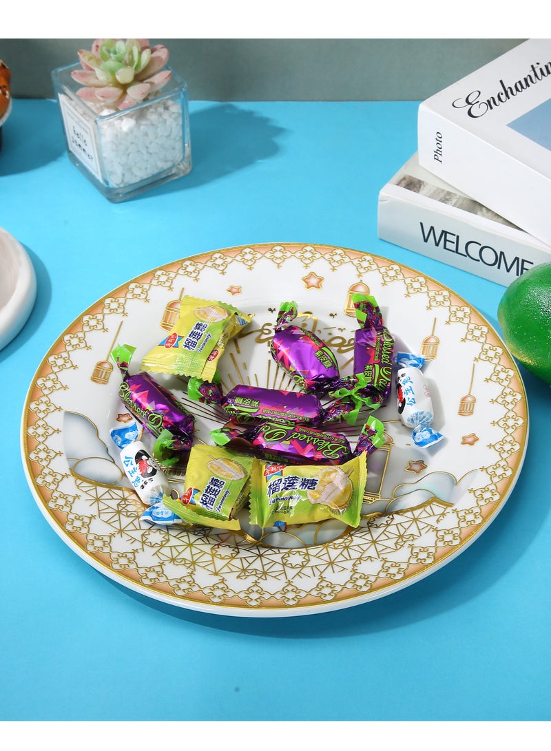 Liying 6Pcs Ramadan Dessert Plate Set 21*21CM (S) for Ceramic Serving Display Decoration, Ramadan Decorations for Table, Dessert Tray, Ramadan Serving Plate, Display Holder Decor Ornament Plate - Image 3