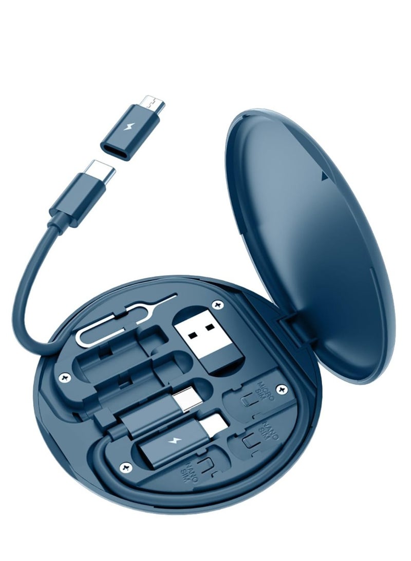 USB C محول OTG Kit ، محول حالة كابل الشحن المتعدد USB C إلى جهاز iOS نوع C محول البيانات الميكرو يحتوي على فتحة البطاقة للسفر ، واستخدامها كحامل الهاتف (منتصف الليل الأزرق) - Image 1