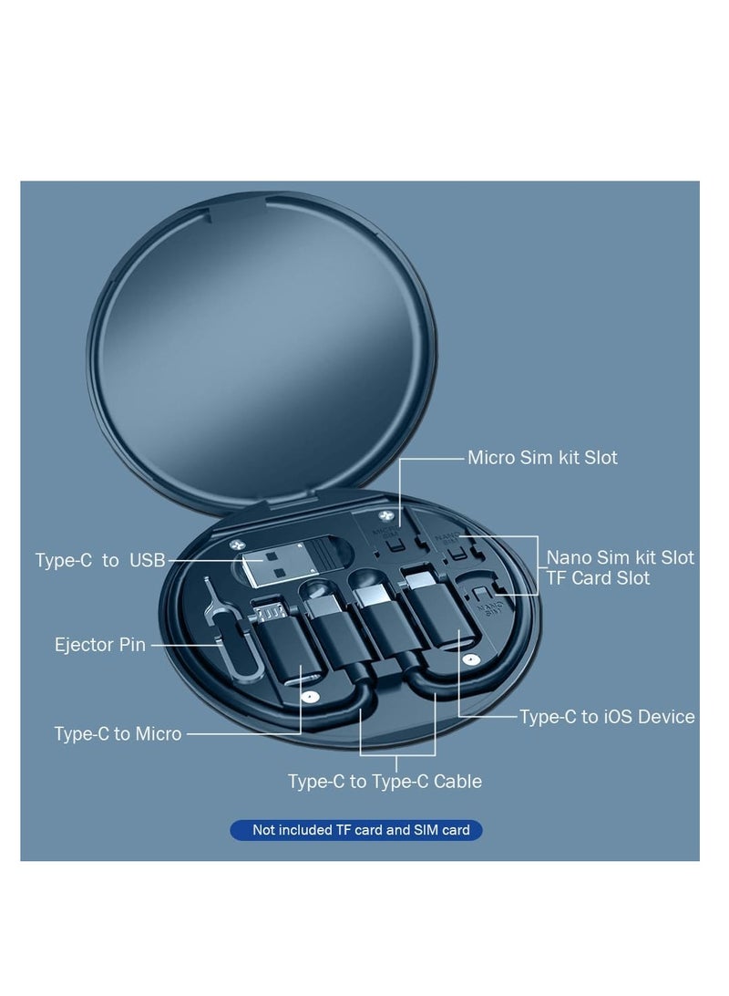 USB C محول OTG Kit ، محول حالة كابل الشحن المتعدد USB C إلى جهاز iOS نوع C محول البيانات الميكرو يحتوي على فتحة البطاقة للسفر ، واستخدامها كحامل الهاتف (منتصف الليل الأزرق) - Image 3