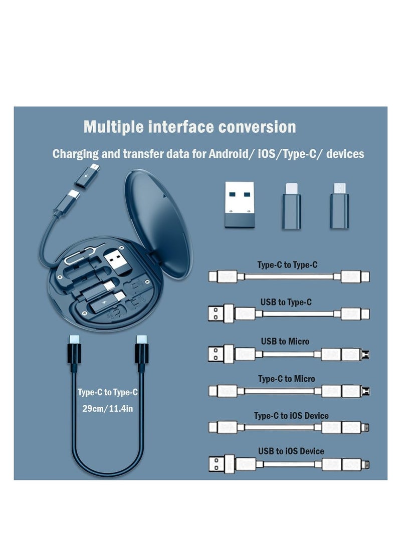 USB C محول OTG Kit ، محول حالة كابل الشحن المتعدد USB C إلى جهاز iOS نوع C محول البيانات الميكرو يحتوي على فتحة البطاقة للسفر ، واستخدامها كحامل الهاتف (منتصف الليل الأزرق) - Image 4