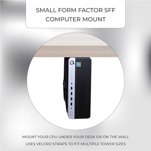 HumanCentric SFF Under Desk PC Mount and PC Wall Mount Bracket for Small Form Factor Desktop Tower, UPS Wall Mount Bracket, Adjustable CPU Holder with Straps, Hardware Included - Image 2