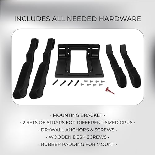 HumanCentric SFF Under Desk PC Mount and PC Wall Mount Bracket for Small Form Factor Desktop Tower, UPS Wall Mount Bracket, Adjustable CPU Holder with Straps, Hardware Included - Image 4
