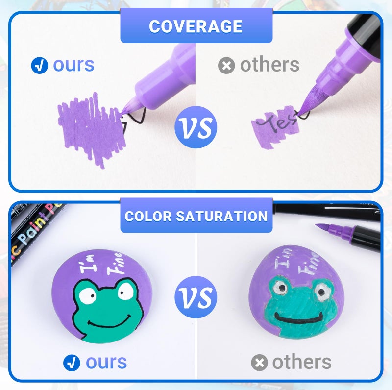 JR.WHITE Acrylic Paint Pens Paint Markers Set of 18: Fine Point for Rock Painting Glass Wood Ceramic Fabric Metal Canvas Easter Eggs Pumpkin Kit, Drawing Art Crafts for Adults Scrapbooking Supplies - Image 3