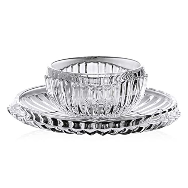 JT Glass Fruit Plate Salad Bowl Set Packed 4 of 2pcs Dishs Dia 19CM and 2pcs Bowls Dia 11.7cm Family For Food Tableware Kitchenware Clear Glass Saucer Set Bowl Set Home Decoration For Party - Image 4