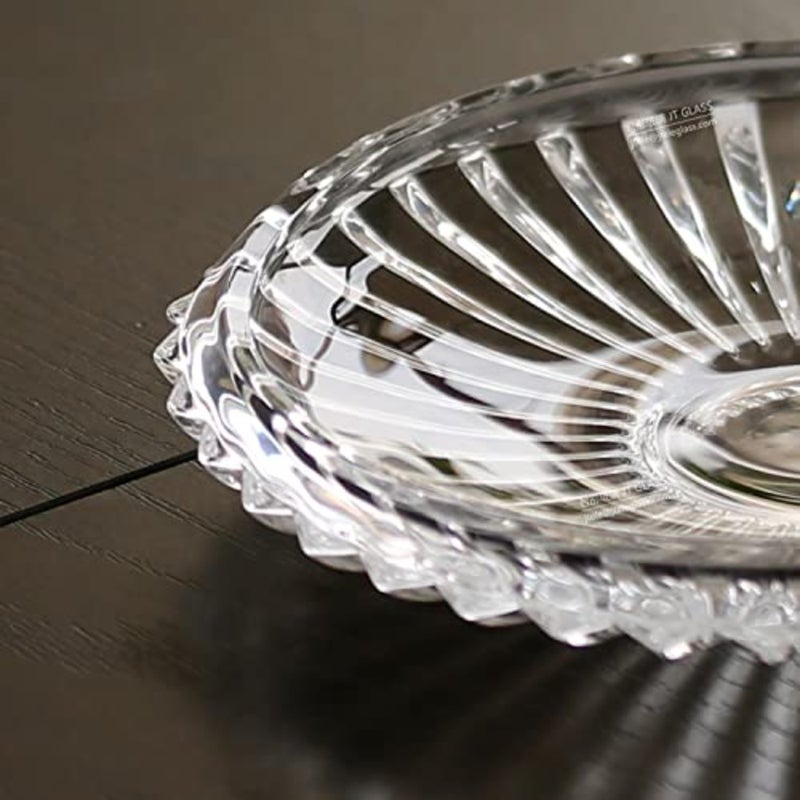 JT Glass Fruit Plate Salad Bowl Set Packed 4 of 2pcs Dishs Dia 19CM and 2pcs Bowls Dia 11.7cm Family For Food Tableware Kitchenware Clear Glass Saucer Set Bowl Set Home Decoration For Party - Image 5