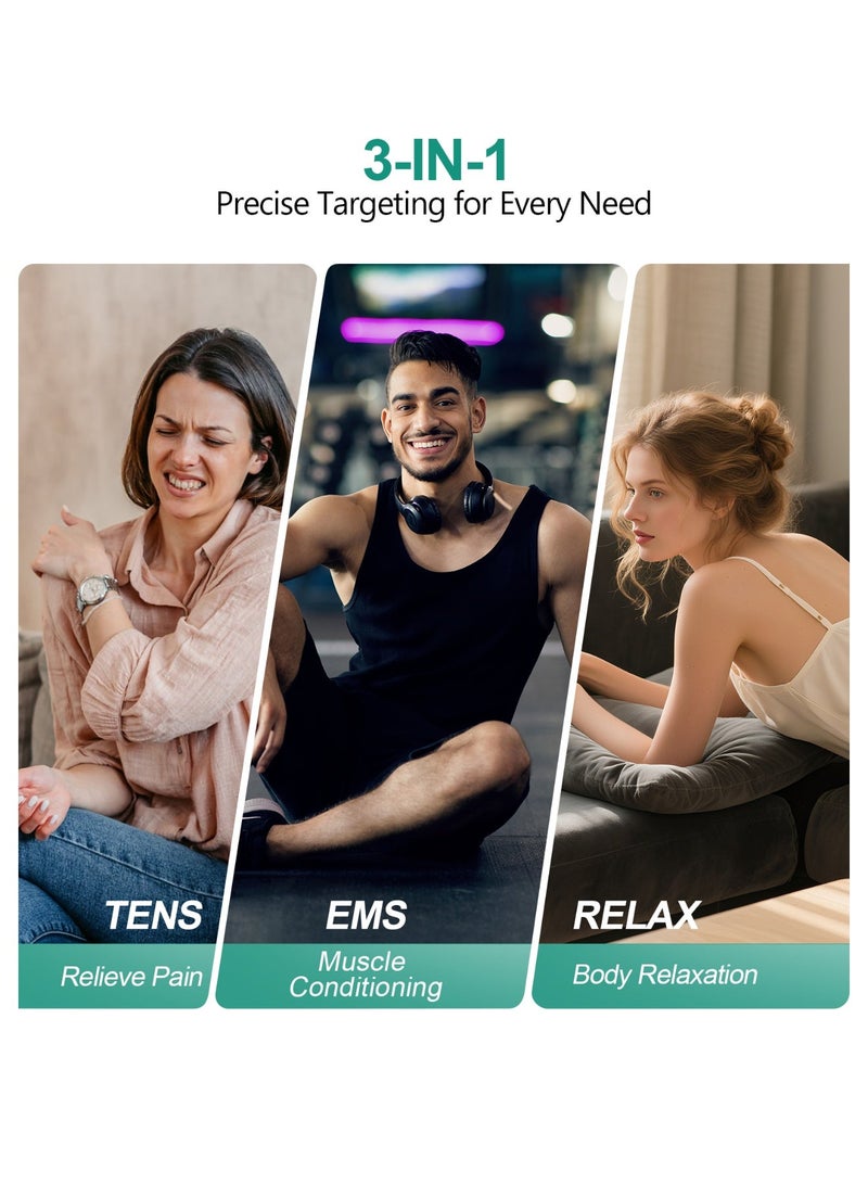 MEDCURSOR TENS and EMS Muscle Stimulator with 25 Intensities, Dual Channels & App Control – Portable Pain Relief Massager for Body Relaxation - Image 3