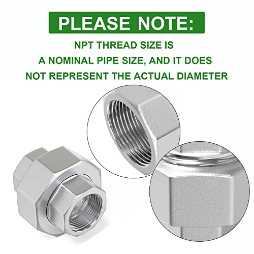 TAISHER 2PCS 304 Stainless Steel Union，3/4" NPT Female Cast Pipe Fitting - Image 5
