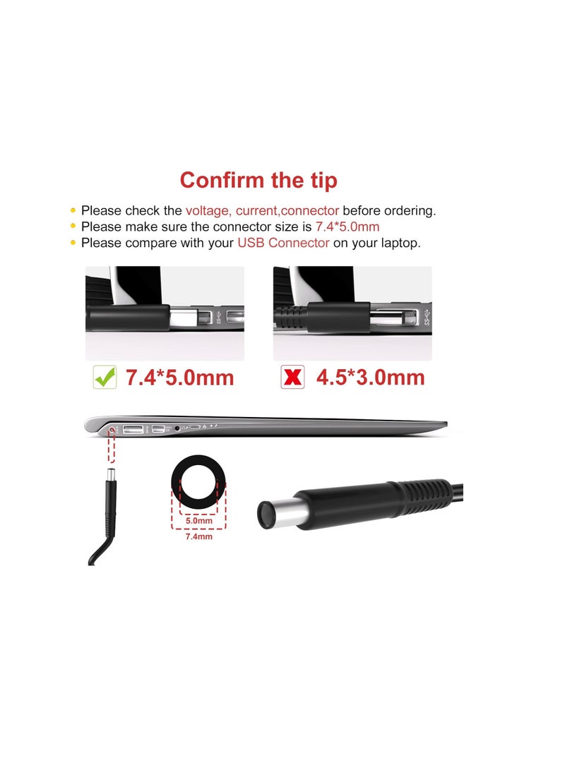 Terabyte بديل لشاحن لابتوب ديل كروم بوك 11 3180 3120 ديل لاتيتيود 3380 3190 7490 5400 5480 5490 7390 5590 7280 7290 e7470 e5440 e6430 e6440 سلك طاقة 7.4 مم دائري 90 واط 19.5 فولت 4.62 أمبير محول تيار متردد - Image 2