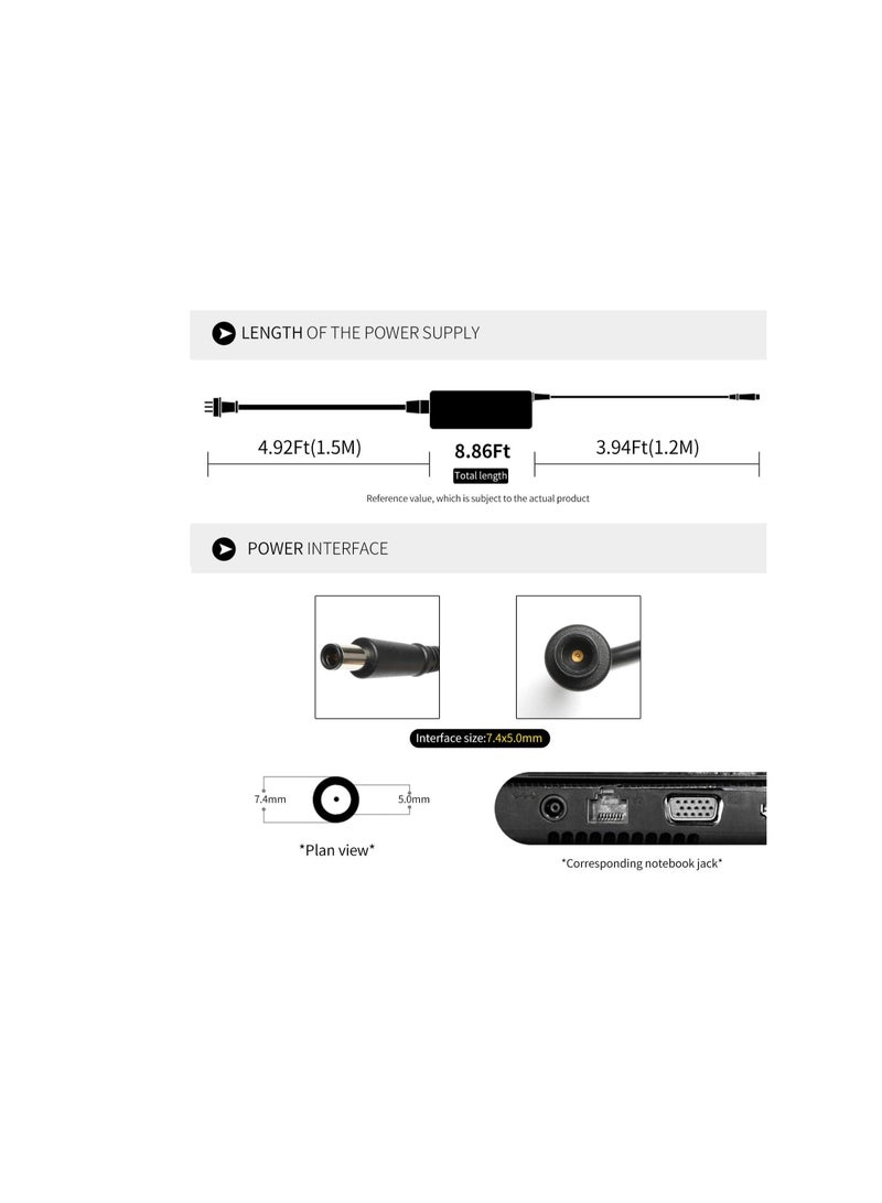Terabyte بديل لشاحن لابتوب ديل كروم بوك 11 3180 3120 ديل لاتيتيود 3380 3190 7490 5400 5480 5490 7390 5590 7280 7290 e7470 e5440 e6430 e6440 سلك طاقة 7.4 مم دائري 90 واط 19.5 فولت 4.62 أمبير محول تيار متردد - Image 3