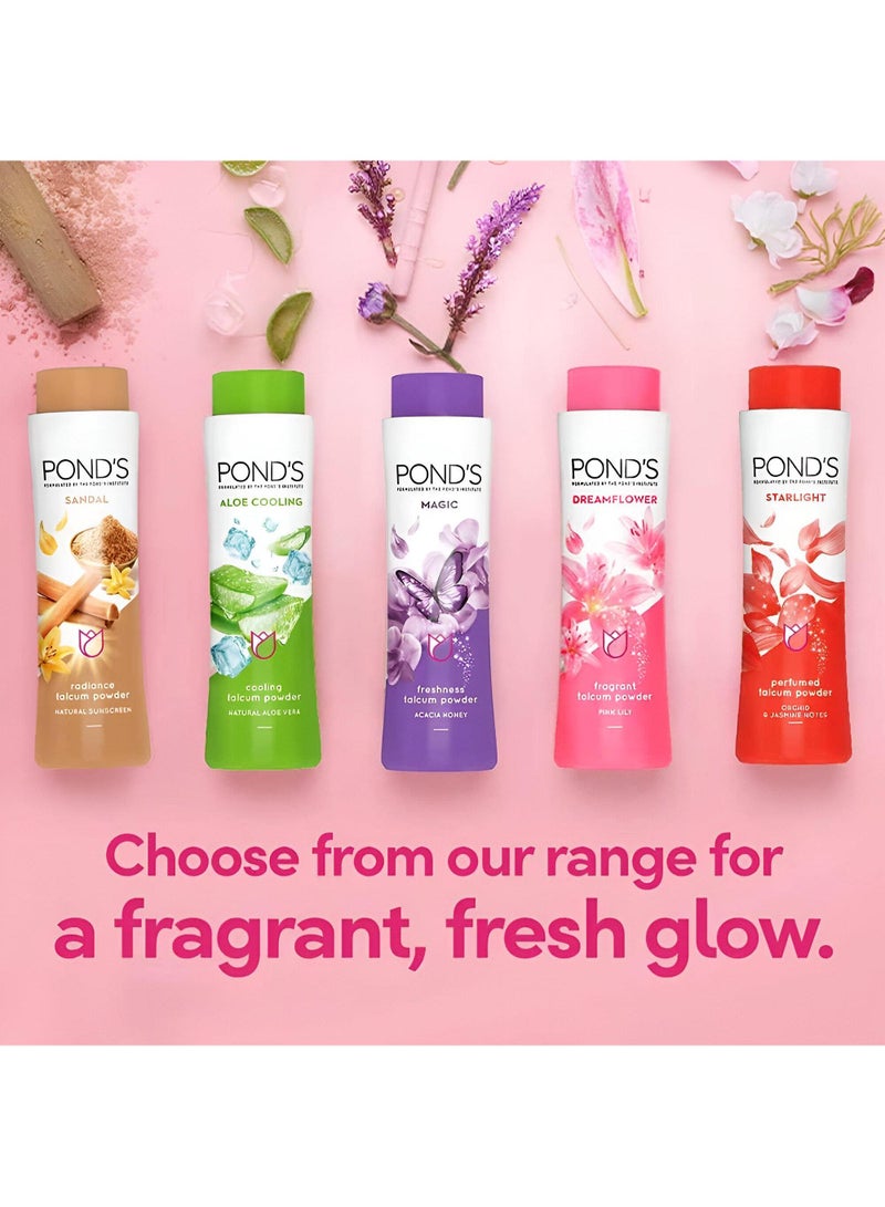 Pond’S Dreamflower, Pink Lily Fragrant Talcum Powder, 400G, For Long-Lasting Fragrance, With Vitamin B3, Glowing Skin, For Men ,  Women