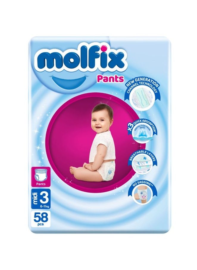 Molfix - Molfix - Pants Diapers - Jumbo Pack - Midi Size 3 - 58 Pieces - Image 1