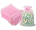 Pimuza 100 Pcs 5x7 inches Gift Wrap Bags Pink Organza Sheer See Through Fabric Drawstring Satin Ribbon Pouches for Baby Shower Favor Party Wedding Favors Decoration Card Deck Jewelery Boys Holiday Gift - Image 1