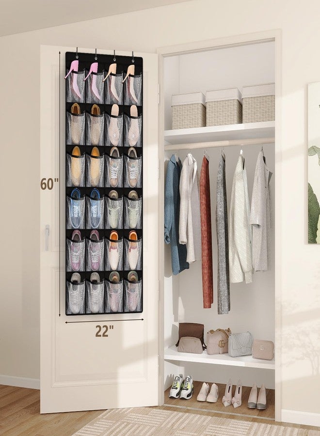 FENTEC 24 Large Pockets Over Door Shoe Organizer, Mesh Hanging Shoe Organizer for Closet Mesh Closet Holder, Back of Door Organizer for Cruise Ships, Rack for Wall, Black, 1 Pack - Image 4
