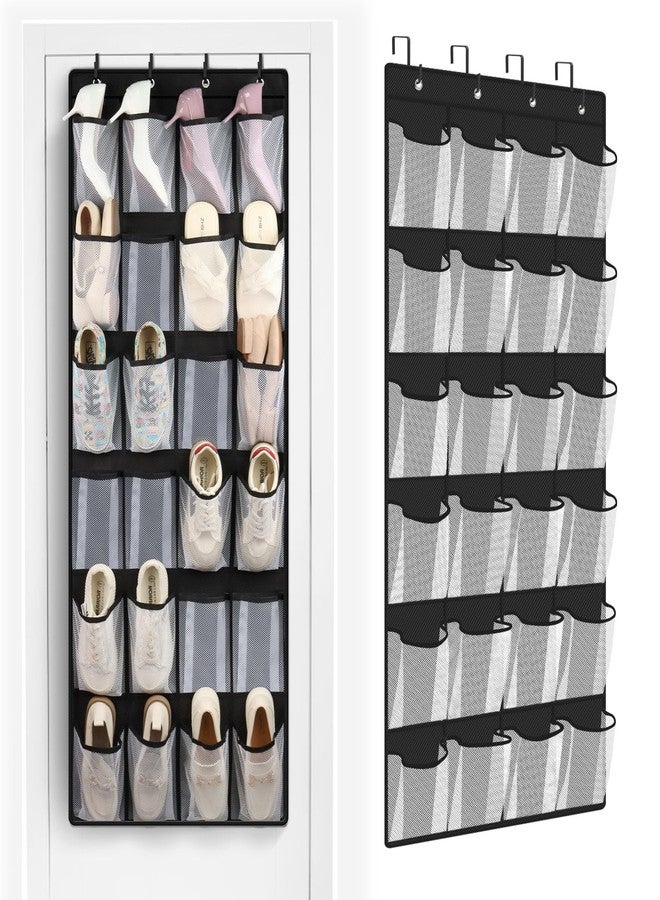 FENTEC 24 Large Pockets Over Door Shoe Organizer, Mesh Hanging Shoe Organizer for Closet Mesh Closet Holder, Back of Door Organizer for Cruise Ships, Rack for Wall, Black, 1 Pack - Image 1