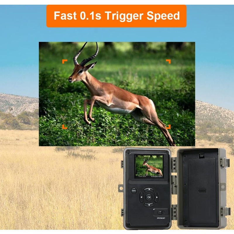 GardePro A3S 2-Pack Trail Camera (Non-Cellular, Non-WiFi), 64MP Photo & 1296P HD Video, 0.1s Trigger, 100ft No-Glow Night Vision, Motion Activated Wildlife Camera - Image 4