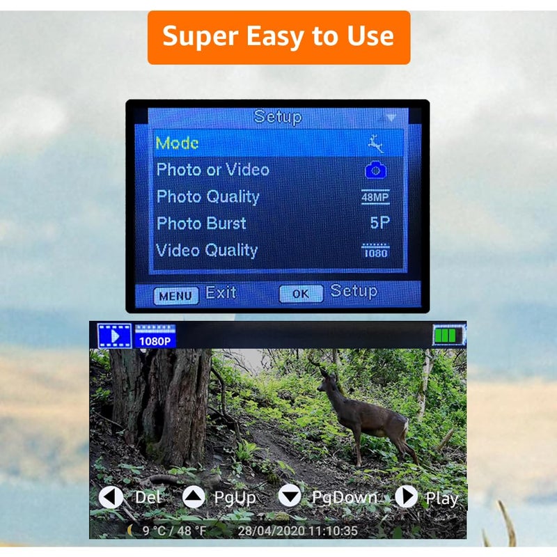 GardePro A3S 2-Pack Trail Camera (Non-Cellular, Non-WiFi), 64MP Photo & 1296P HD Video, 0.1s Trigger, 100ft No-Glow Night Vision, Motion Activated Wildlife Camera - Image 5