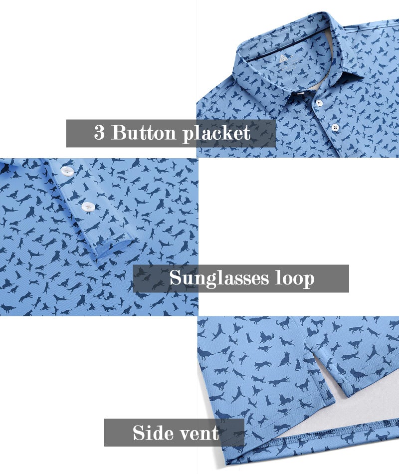 ZITY Men's Golf Shirts Short Sleeve Moisture Wicking Performance Print Patterns Casual Collared Golf Polo Shirt for Men - Image 4