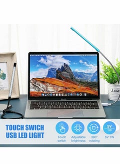 Y&D USB LED Light for Laptop Keyboard Gooseneck Computer Flexible Stick Dimmable Lamp Touch Switch Reading Book 2 PCS (Black, Blue)  - Image 5