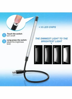 Y&D USB LED Light for Laptop Keyboard Gooseneck Computer Flexible Stick Dimmable Lamp Touch Switch Reading Book 2 PCS (Black, Blue)  - Image 2
