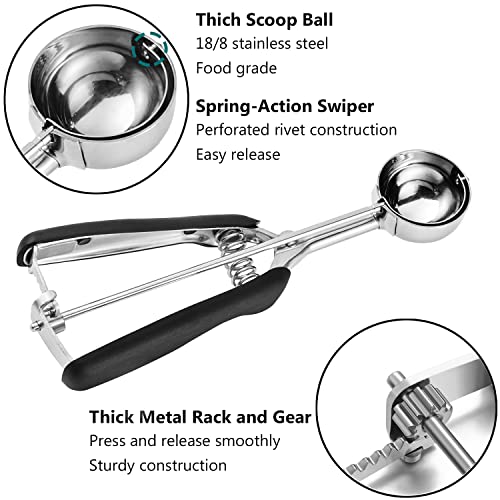JUNADAEL J Mini Cookie Scoop, 1 Teaspoon Cookie Dough Scoop, Melon Baller Scoops, Mini Ice Cream Scoop, Comfortable Grip, Non-Slip, For Making Cookie Melon Ball Ice Cream Meatball - Image 5