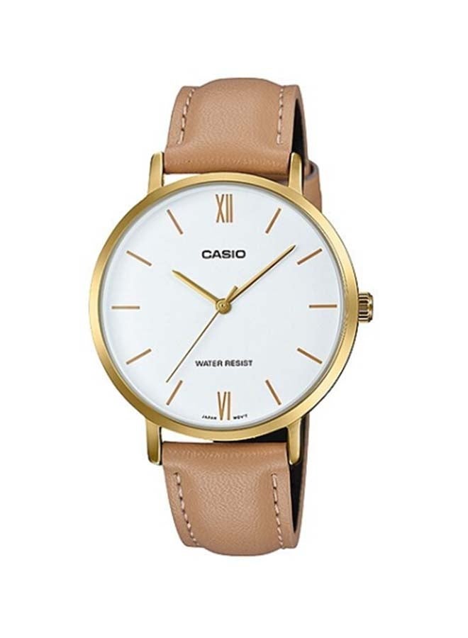 CASIO Casio LTP-VT01GL-7BUDF Women's Leather Analog Wrist Watch, 33 mm, Brown - Image 1