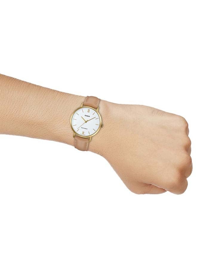CASIO Casio LTP-VT01GL-7BUDF Women's Leather Analog Wrist Watch, 33 mm, Brown - Image 4