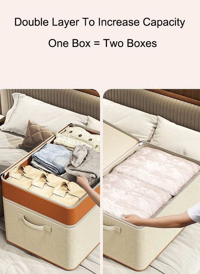 Storage Bins with Zipper Lid,Storage Baskets Boxes Closet Shelf Clothes Organizer Container,For Clothing Blanket Comforters Bed Sheets Pillows And Toys,70*50*40CM - Image 3