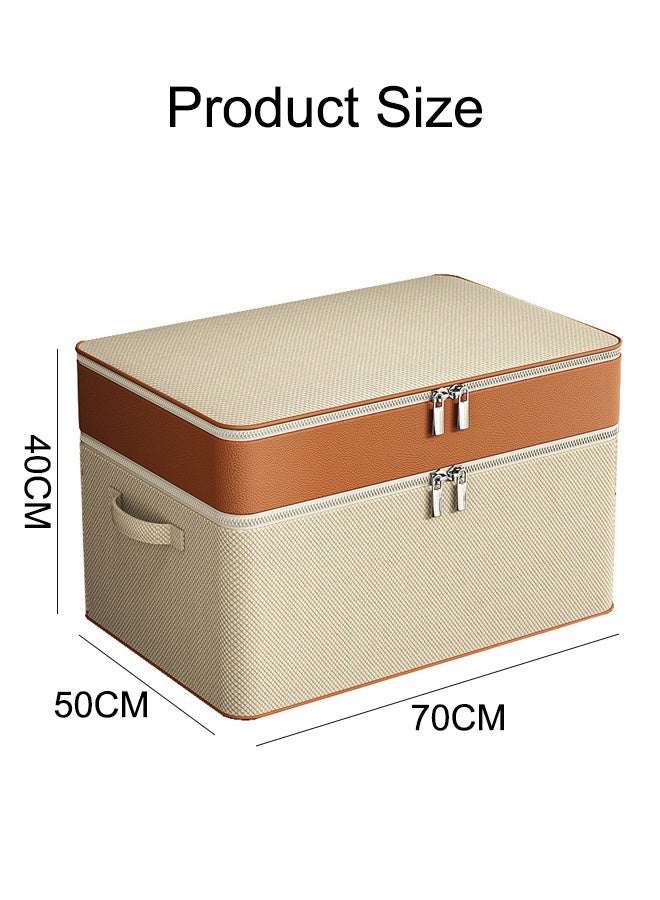 Storage Bins with Zipper Lid,Storage Baskets Boxes Closet Shelf Clothes Organizer Container,For Clothing Blanket Comforters Bed Sheets Pillows And Toys,70*50*40CM - Image 2