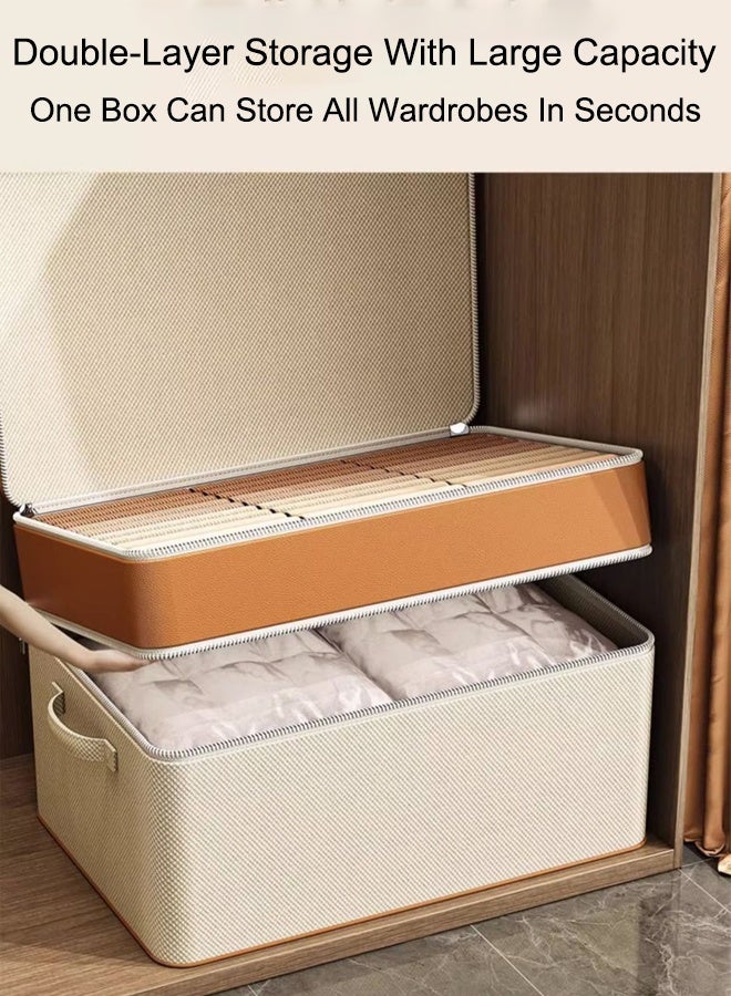 Storage Bins with Zipper Lid,Storage Baskets Boxes Closet Shelf Clothes Organizer Container,For Clothing Blanket Comforters Bed Sheets Pillows And Toys,70*50*40CM - Image 5