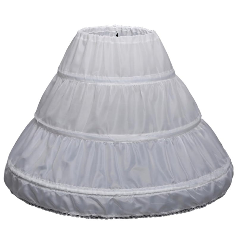 RULTA Girls' 3 Hoops Petticoat A-line Full Slip Flower Crinoline Underskirt. (US, Age, 6 Years, 7 Years, White) - Image 1