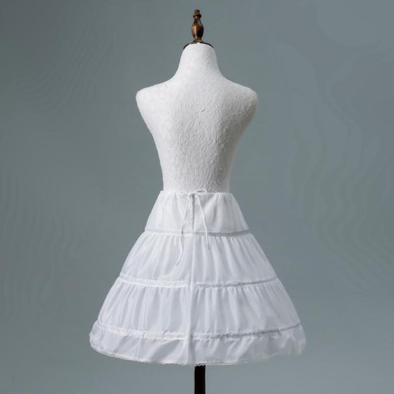 RULTA Girls' 3 Hoops Petticoat A-line Full Slip Flower Crinoline Underskirt. (US, Age, 6 Years, 7 Years, White) - Image 2