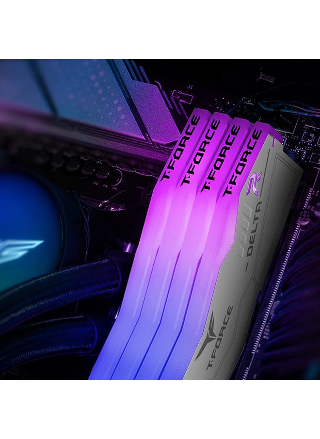 TeamGroup - ذاكرة سطح المكتب T-Force Delta RGB White 64 جيجابايت (2 × 32 جيجابايت) DDR5 6000، وذاكرة الوصول العشوائي PC 288-Pin، و38 CAS Latency، ومجموعة شرائح Intel XMP 3.0، باللون الأبيض | FF3D564G6000HC38ADC01 - Image 1