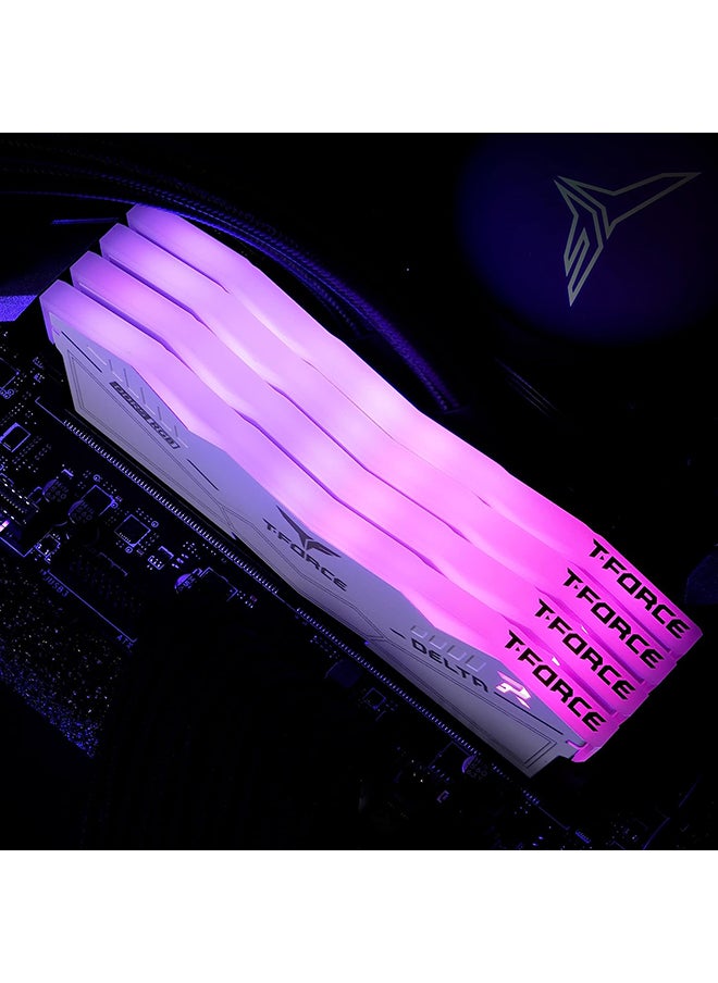 TeamGroup - ذاكرة سطح المكتب T-Force Delta RGB White 64 جيجابايت (2 × 32 جيجابايت) DDR5 6000، وذاكرة الوصول العشوائي PC 288-Pin، و38 CAS Latency، ومجموعة شرائح Intel XMP 3.0، باللون الأبيض | FF3D564G6000HC38ADC01 - Image 1