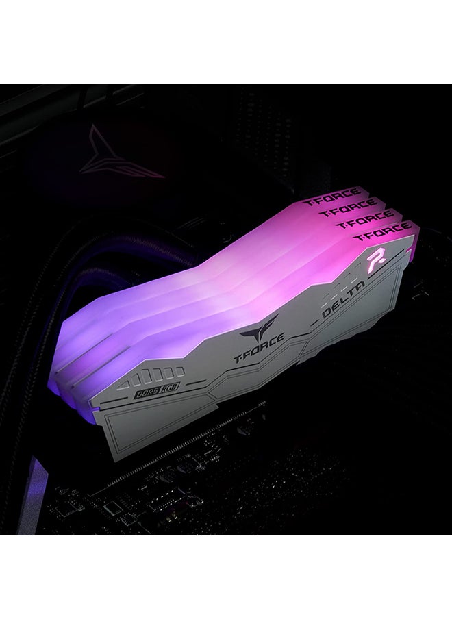 TeamGroup - ذاكرة سطح المكتب T-Force Delta RGB White 64 جيجابايت (2 × 32 جيجابايت) DDR5 6000، وذاكرة الوصول العشوائي PC 288-Pin، و38 CAS Latency، ومجموعة شرائح Intel XMP 3.0، باللون الأبيض | FF3D564G6000HC38ADC01 - Image 1
