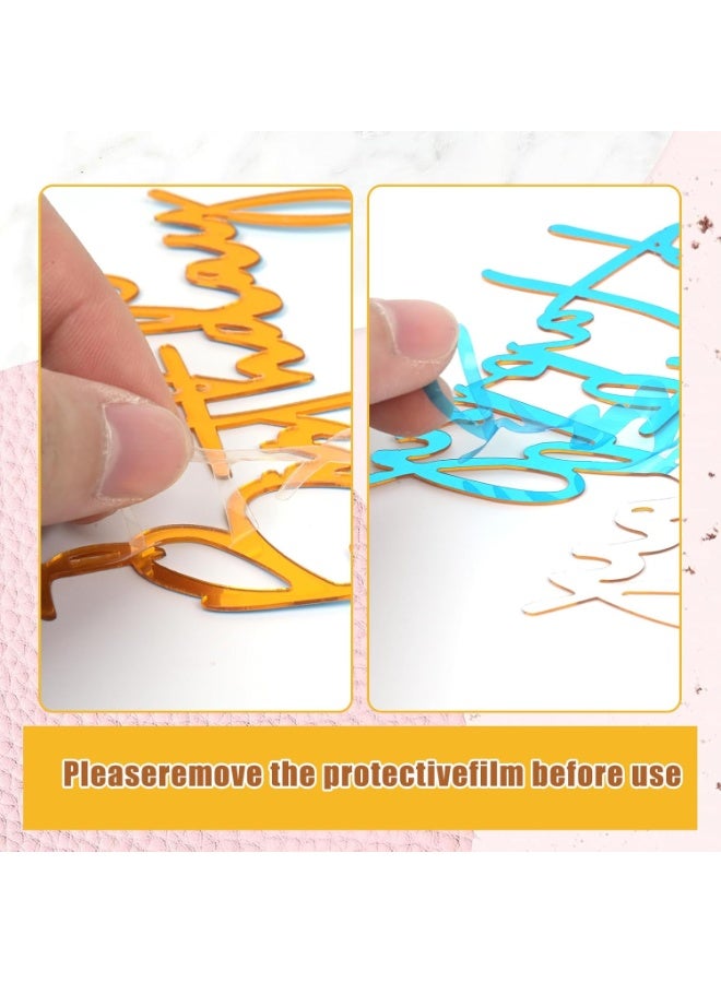 10PCS Gold Happy Birthday Cake Toppers Mirror Acrylic Cake Toppers, Gold Acrylic Birthday Cupcake Toppers for DIY Cake Decor Cake Tools Birthday Party Supplies - Image 5