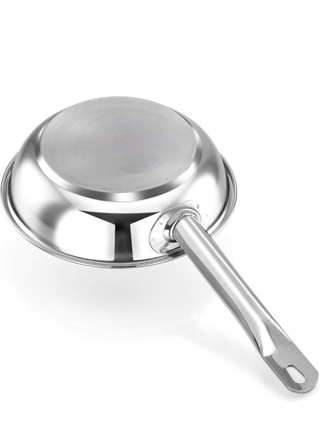 WEKTU Induction Bottom Fry Pan, Silver Non-Stick Stainless Steel Skillet with Handle for Cooking and Baking - Image 4