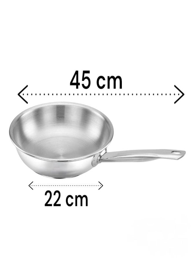 WEKTU Induction Bottom Fry Pan, Silver Non-Stick Stainless Steel Skillet with Handle for Cooking and Baking - Image 2