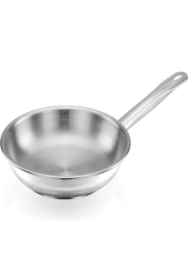 WEKTU Induction Bottom Fry Pan, Silver Non-Stick Stainless Steel Skillet with Handle for Cooking and Baking - Image 1