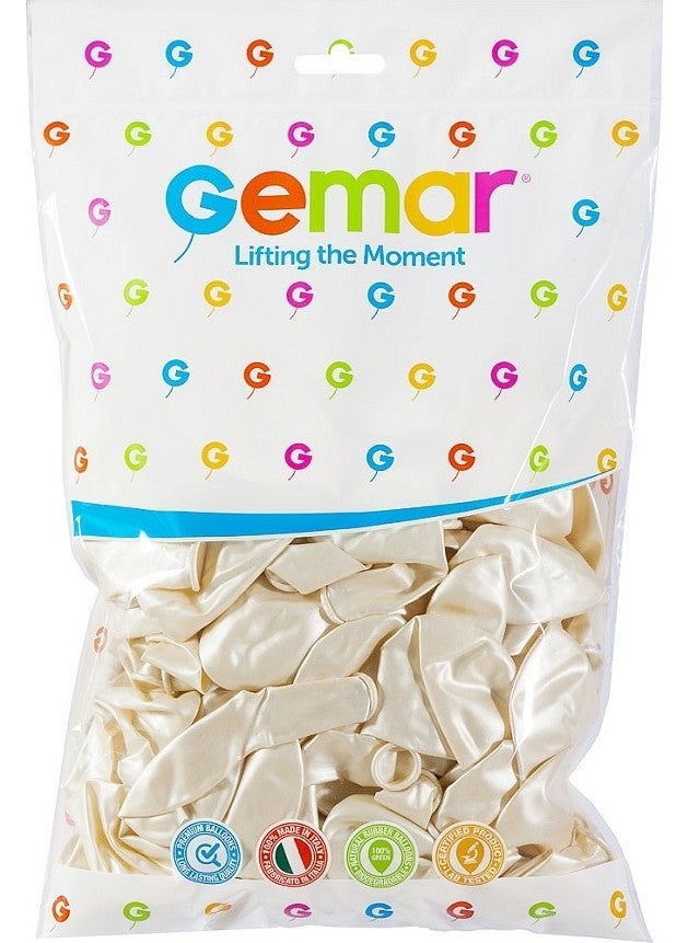 Gemar Metallic Balloon White 100 Pack  - Image 2
