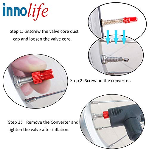 INNOLIFE Aluminum Presta to Schrader Converter Car Valve Adapter Bicycle Bike Tube Pump Air Compressor Tools (Mixed Colors) - Image 5