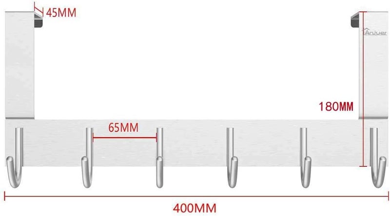 Anjuer حامل خطافات مناشف فوق الباب، منظم، حامل معطف معدني، 6 خطافات فوق الباب - Image 4
