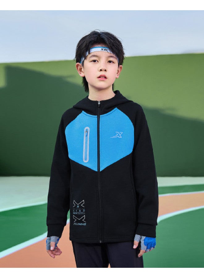 XTEP Boys' Spring Fashion Knitted Sportswear 2025 New Arrival Lightweight Windproof Versatile Hooded Top Kids Wear - Image 1
