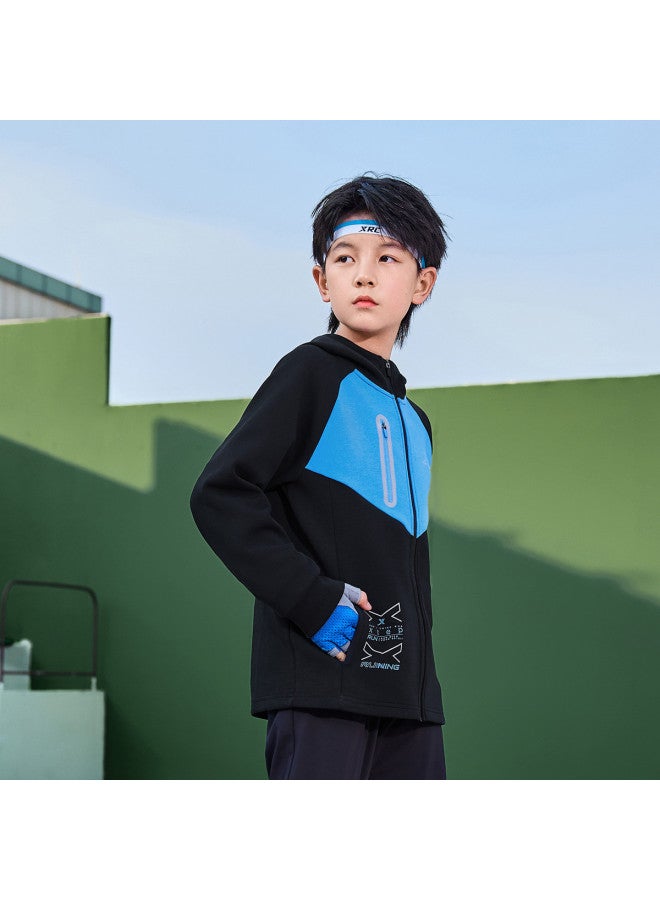 XTEP Boys' Spring Fashion Knitted Sportswear 2025 New Arrival Lightweight Windproof Versatile Hooded Top Kids Wear - Image 3