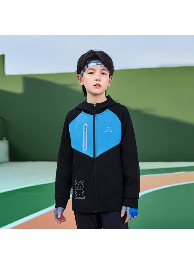 XTEP Boys' Spring Fashion Knitted Sportswear 2025 New Arrival Lightweight Windproof Versatile Hooded Top Kids Wear - Image 2