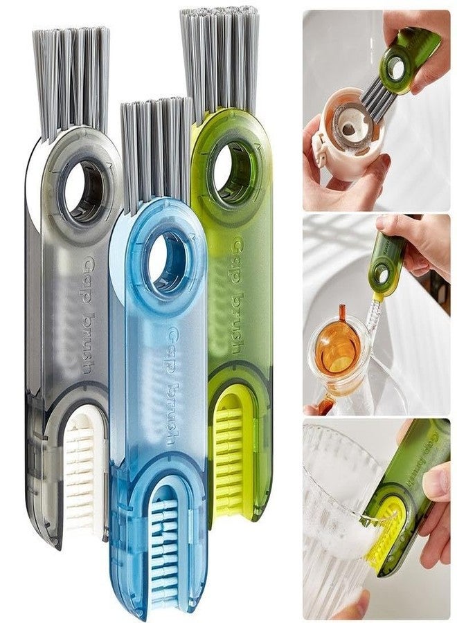 QUIRA 3-in-1 Cup Cleaning Brush with U-Shaped Silicone Head, Stiff Corner Brush, Skewer Gap Brush, Stainless Steel Bristles, Hanging Storage - Image 2