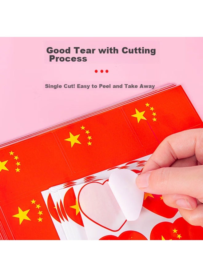 Bojiao Face Stickers, National Flag Stickers, Chinese Small National Flag Stickers, Clothing Face Five-star Small Red Flag Stickers, National Day Festival, Sports Meet, Fan Stickers, Cheerleading Arm Stickers, Red Flag Stickers - Heart-shaped Style (40*44mm, 240 Pieces) - Image 4