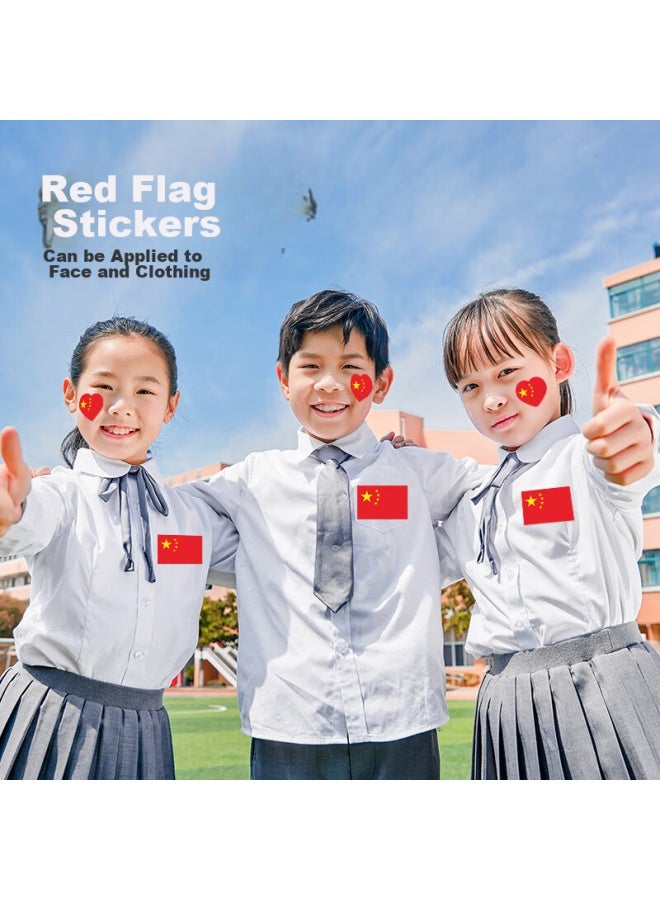Bojiao Face Stickers, National Flag Stickers, Chinese Small National Flag Stickers, Clothing Face Five-star Small Red Flag Stickers, National Day Festival, Sports Meet, Fan Stickers, Cheerleading Arm Stickers, Red Flag Stickers - Heart-shaped Style (40*44mm, 240 Pieces) - Image 2