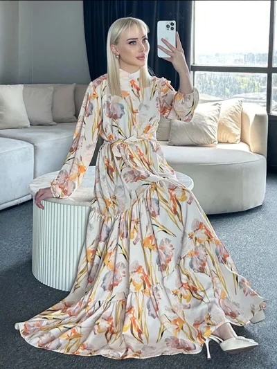 BIG DART BDART Buttoned Crew Neck Maxi Dress with Waistband