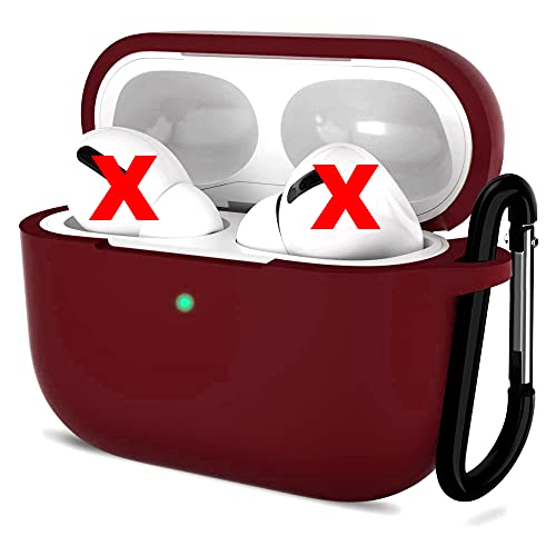 AUGEN Liquid Silicone Shock Proof Cover Compatible with Air-Pods Pro (Gen 1) Protection Carrying Bag Box Cover Case with Steel Hook (Air-Pods Not Included only a Cover/case) (Red) - Image 1