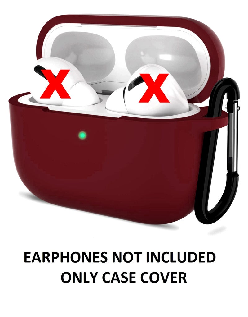 AUGEN Liquid Silicone Shock Proof Cover Compatible with Air-Pods Pro (Gen 1) Protection Carrying Bag Box Cover Case with Steel Hook (Air-Pods Not Included only a Cover/case) (Red) - Image 2